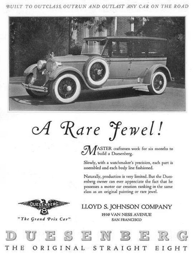1925 Duesenberg Auto Advertising